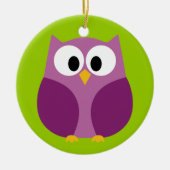 Niedlicher Cartoon von Eule - lila und grün Keramikornament (Vorne)