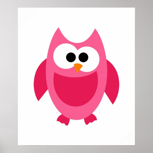 Niedlicher Cartoon von Rosa Owl Bird Poster (Vorne)