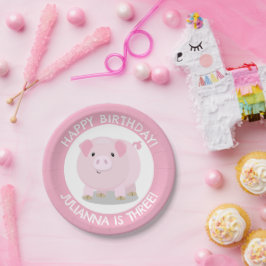 Niedlicher Cartoon von Schweinekulpturen personali Pappteller