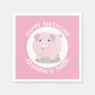 Niedlicher Cartoon von Schweinekulpturen personali Serviette