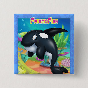 niedlicher Cartoon-Wal auf Knopfdruck Button