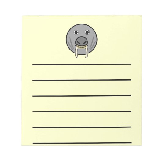 Niedlicher Cartoon Walrus Face Notizblock (Vorderseite)