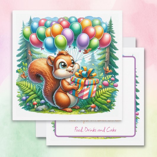 Niedlicher Cartoon Wasserfarbe Eichhörnchen Geburt Einladung