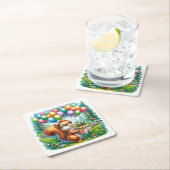 Niedlicher Cartoon Wasserfarbe Eichhörnchen Geburt Rechteckiger Pappuntersetzer (Vor Ort)