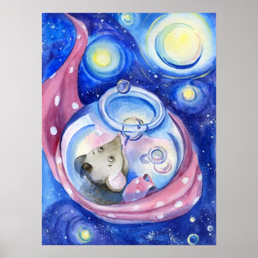 Niedlicher Cartoon Wasserfarbe Poster (Vorne)
