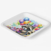 Niedlicher Cartoon Wasserfarbe Raccoon Geburtstag Pappteller (Gewinkelt)