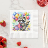 Niedlicher Cartoon Wasserfarbe Raccoon Geburtstag Serviette (Beispiel)