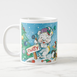 Niedlicher Cartoon Weihnachten Eisbär Penguin Part Jumbo-Tasse