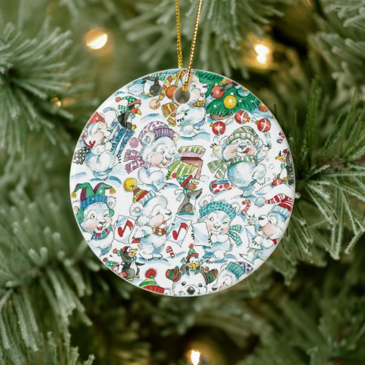 Niedlicher Cartoon Weihnachten Eisbär Penguin Part Keramik Ornament (Baum)