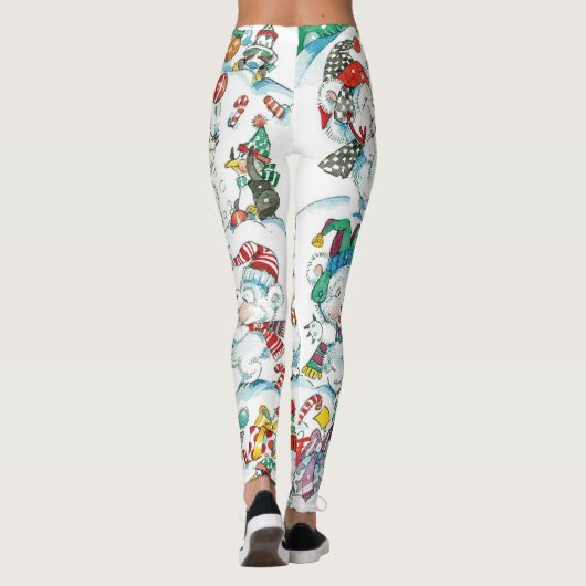 Niedlicher Cartoon Weihnachten Eisbär Penguin Part Leggings (Rückseite)