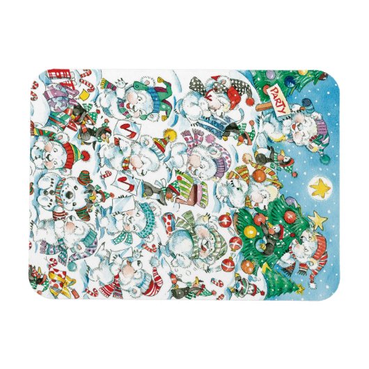 Niedlicher Cartoon Weihnachten Eisbär Penguin Part Magnet (Horizontal)