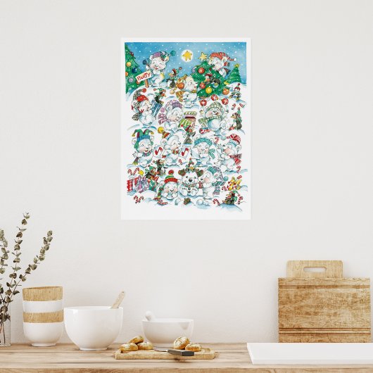 Niedlicher Cartoon Weihnachten Eisbär Penguin Part Poster (Küche)