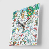 Niedlicher Cartoon Weihnachten Eisbär Penguin Part Quadratische Wanduhr (Winkel)
