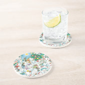 Niedlicher Cartoon Weihnachten Eisbär Penguin Part Sandstein Untersetzer (Seite)