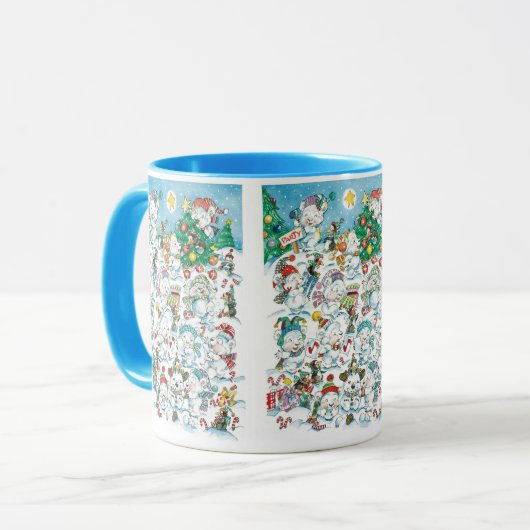 Niedlicher Cartoon Weihnachten Eisbär Penguin Part Tasse (Vorderseite Links)