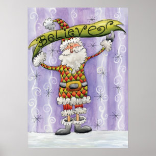 Niedlicher Cartoon Weihnachten, glaube ich an den Poster