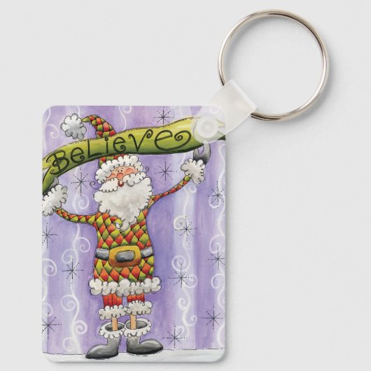 Niedlicher Cartoon Weihnachten, glaube ich an den  Schlüsselanhänger (Rückseite)