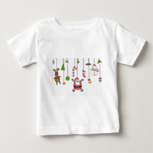 Niedlicher Cartoon Weihnachten und Freunde Weihnac Baby T-shirt (Vorderseite)