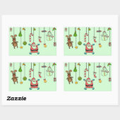 Niedlicher Cartoon Weihnachten und Freunde Weihnac Rechteckiger Aufkleber (Blatt)