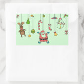 Niedlicher Cartoon Weihnachten und Freunde Weihnac Rechteckiger Aufkleber (Tasche)