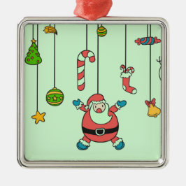 Niedlicher Cartoon Weihnachten und Freunde Weihnac Silbernes Ornament