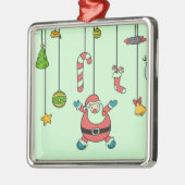Niedlicher Cartoon Weihnachten und Freunde Weihnac Silbernes Ornament (Links)