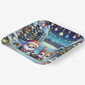 Niedlicher Cartoon Weihnachten und Reindei Pappteller (Gewinkelt)