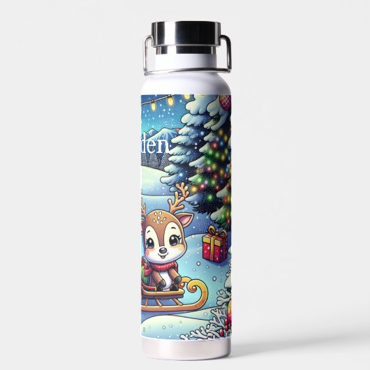 Niedlicher Cartoon Weihnachten und Reindei Trinkflasche (Rückseite)