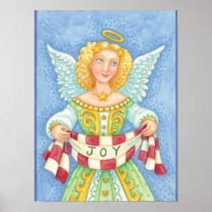 Niedlicher Cartoon Weihnachts Angel Halo mit Joy B Poster