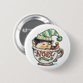 Niedlicher Cartoon Weihnachts-Elf Schlafen im Teec Button (Vorne & Hinten)