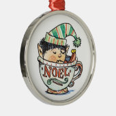 Niedlicher Cartoon Weihnachts-Elf Schlafen im Teec Silbernes Ornament (Rechts)