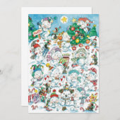 Niedlicher Cartoon Weihnachtsbär Party Einladung (Vorne/Hinten)