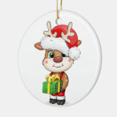 Niedlicher Cartoon Weihnachtshirsch. Keramik Ornament (Links)