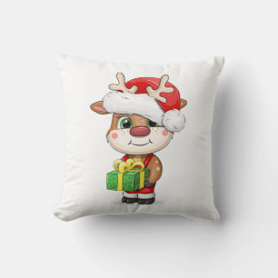 Niedlicher Cartoon Weihnachtshirsch. Kissen