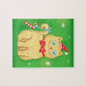 Niedlicher Cartoon Weihnachtskatze mit Weihnachtsm Puzzle (Horizontal)