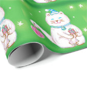 Niedlicher Cartoon Weihnachtskatze Tragen einer We Geschenkpapier (Rolleneckpunkt)