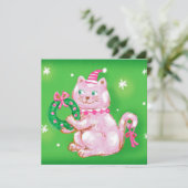 Niedlicher Cartoon Weihnachtskatzenruhe Feiertagskarte (Stehend Vorderseite)