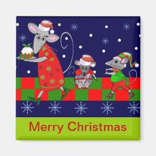 Niedlicher Cartoon-Weihnachtsmagnet mit Mäusen Magnet