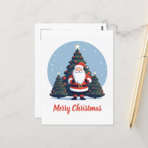 Niedlicher Cartoon Weihnachtsmann und Weihnachtsba Postkarte