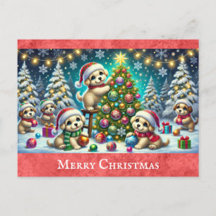 Niedlicher Cartoon Welpe Hund frohe Weihnachten Postkarte