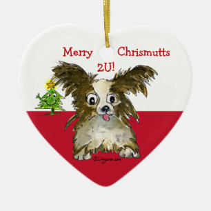 Niedlicher Cartoon Welpen Hund Herzornament Keramik Ornament