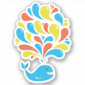 Niedlicher Cartoon Whale farbenfroh Aufkleber (Vorderseite)