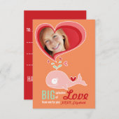 Niedlicher Cartoon Whale Klassenraum Valentine Fot Einladung (Vorne/Hinten)