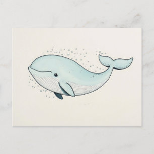 Niedlicher Cartoon Whale Zeichnend Postkarte