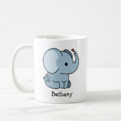 Niedlicher Cartoon Whimsical Elephant Personalisie Kaffeetasse (Links)
