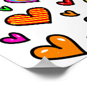Niedlicher Cartoon Whimsical Multi Liebe Herzmuste Poster (Ecke)