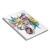 Niedlicher Cartoon Wildkatze Kopf in einem Blumenk Notizblock (Rechte Seite)