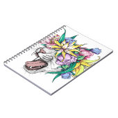 Niedlicher Cartoon Wildkatze Kopf in einem Blumenk Notizblock (Linke Seite)