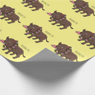 Niedlicher Cartoon Wildschweine und Blume Geschenkpapier