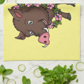 Niedlicher Cartoon Wildschweine und Blume Geschirrtuch (Gefaltet)